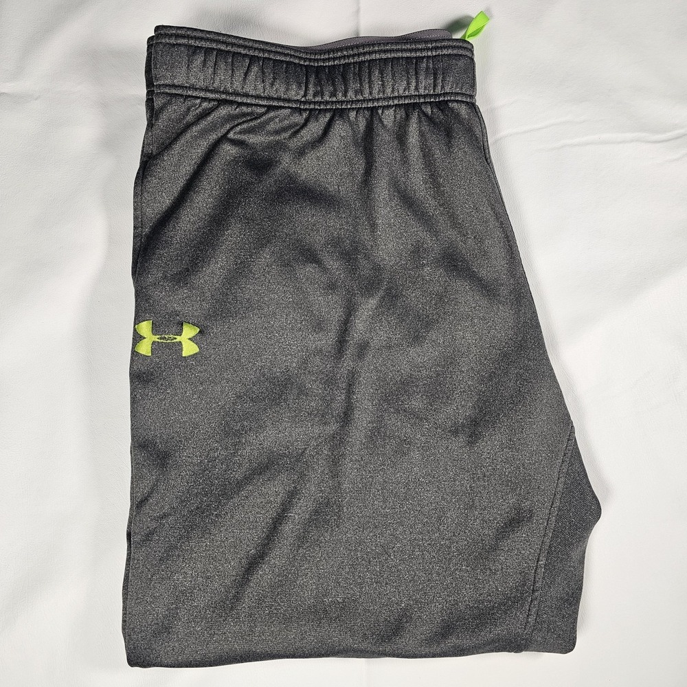 Under‎ Armour Mens 2XL Gray Neon Green Athletic Sweatpants Joggers Loose